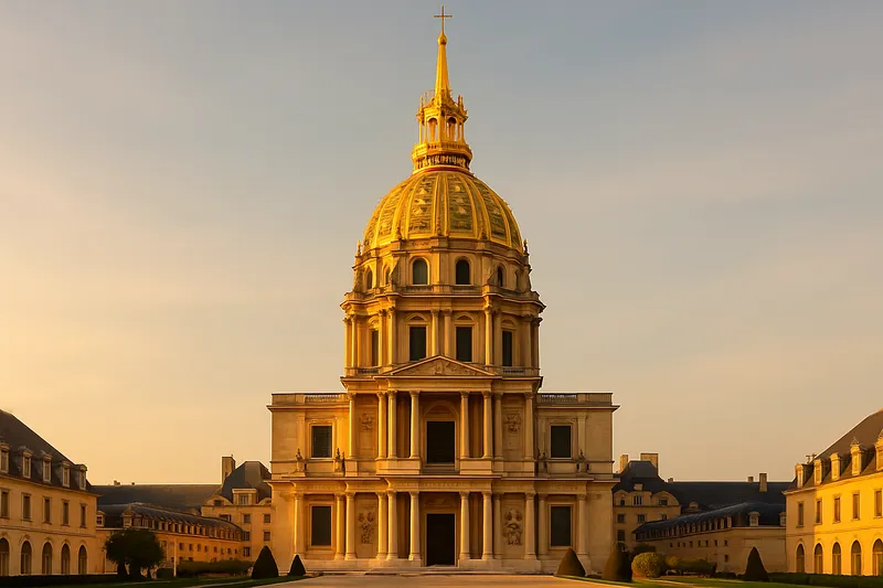 Golden dome of Les Invalides gleaming in afternoon sunlight